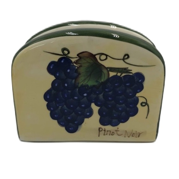 Vintage Style Eyes by Baum Bros Ceramic Napkin Holder Grapevine Fruit Decor - Picture 1 of 13